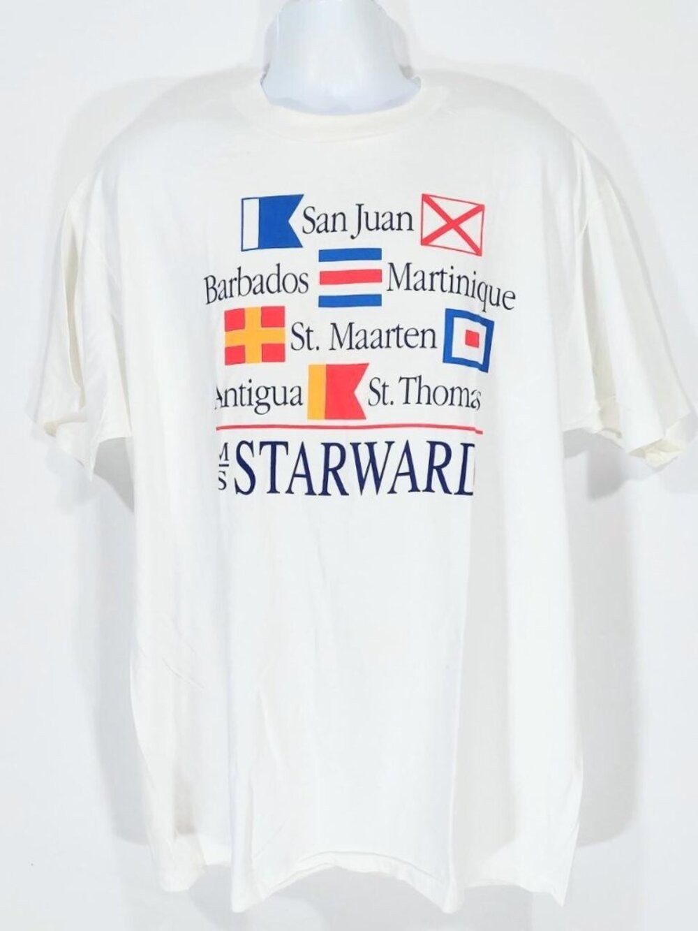 New! M/S Starward 80s Caribbean Cruise T-Shirt XL, Single Stitch Tourist, Flaw
